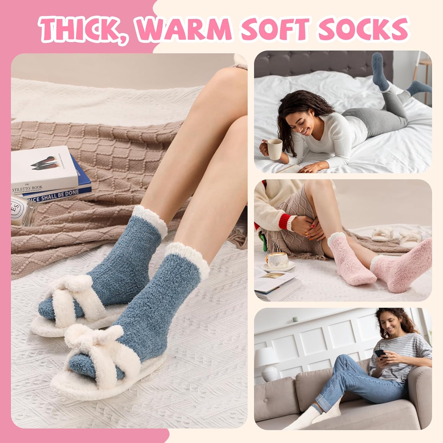 Clothirily Fuzzy Socks for Women, Fluffy Socks Womens, Soft Cozy Slipper Sock for Women, Womens Winter Warm Sleeping Sock - Image 6