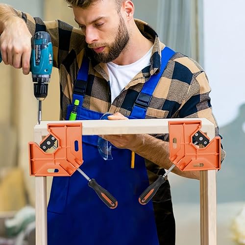 Miniatura 5 de Abrazadera de Ángulo Recto, Housolution PACK DE 4 Abrazadera de Esquina de Aleación de Aluminio de 90 de un Solo Mango, Herramienta de Abrazadera de