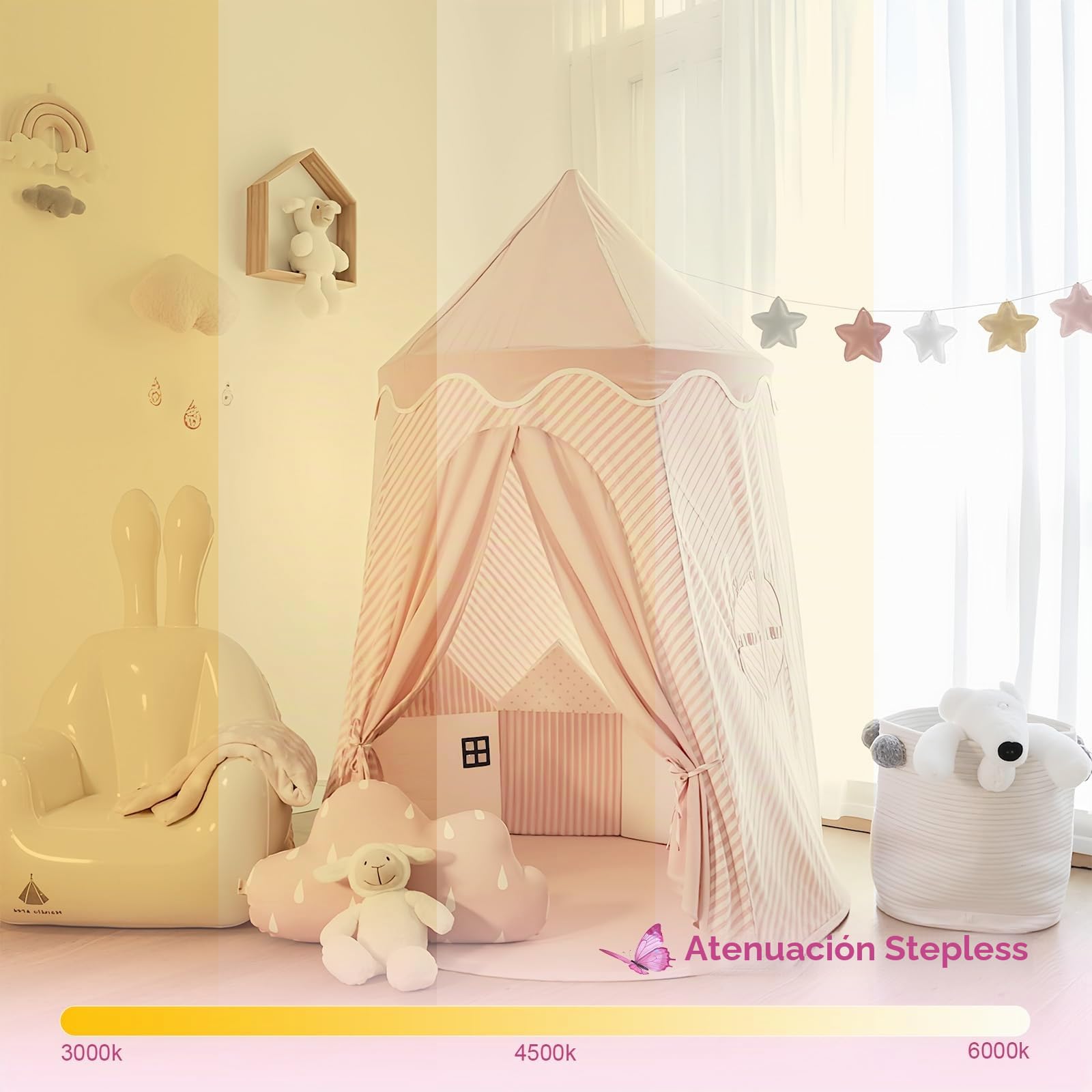 Lampara Infantil Techo, LED Lámpara de Techo Habitación Infantil con Mando a Distancia con Función de luz Nocturna, Plafon Led de Butterfly (Blanco, 38CM)