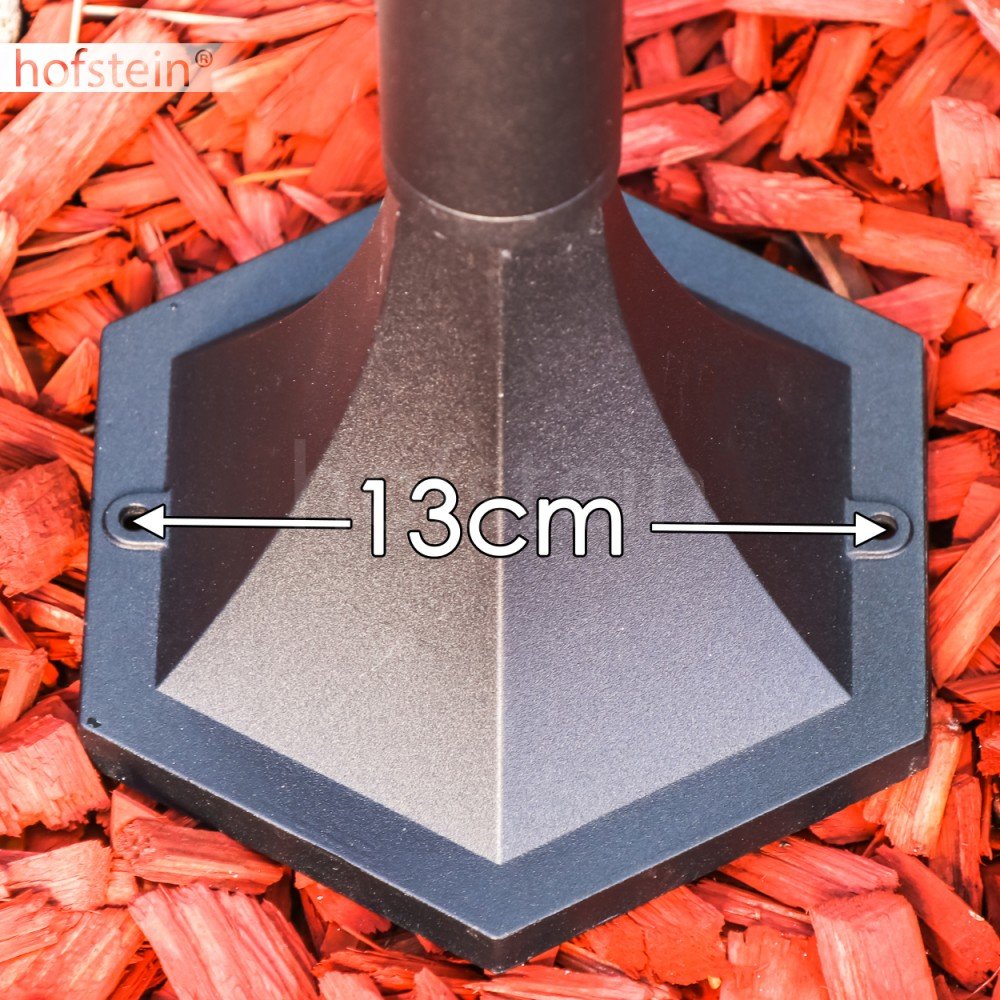 Lámpara de exterior Hongkong Frost, lámpara de pie de aspecto antiguo, aluminio fundido en negro mate con cristales esmerilados,120cm, lámpara de jardín retro/vintage, E27, IP44, sin bombilla(s)