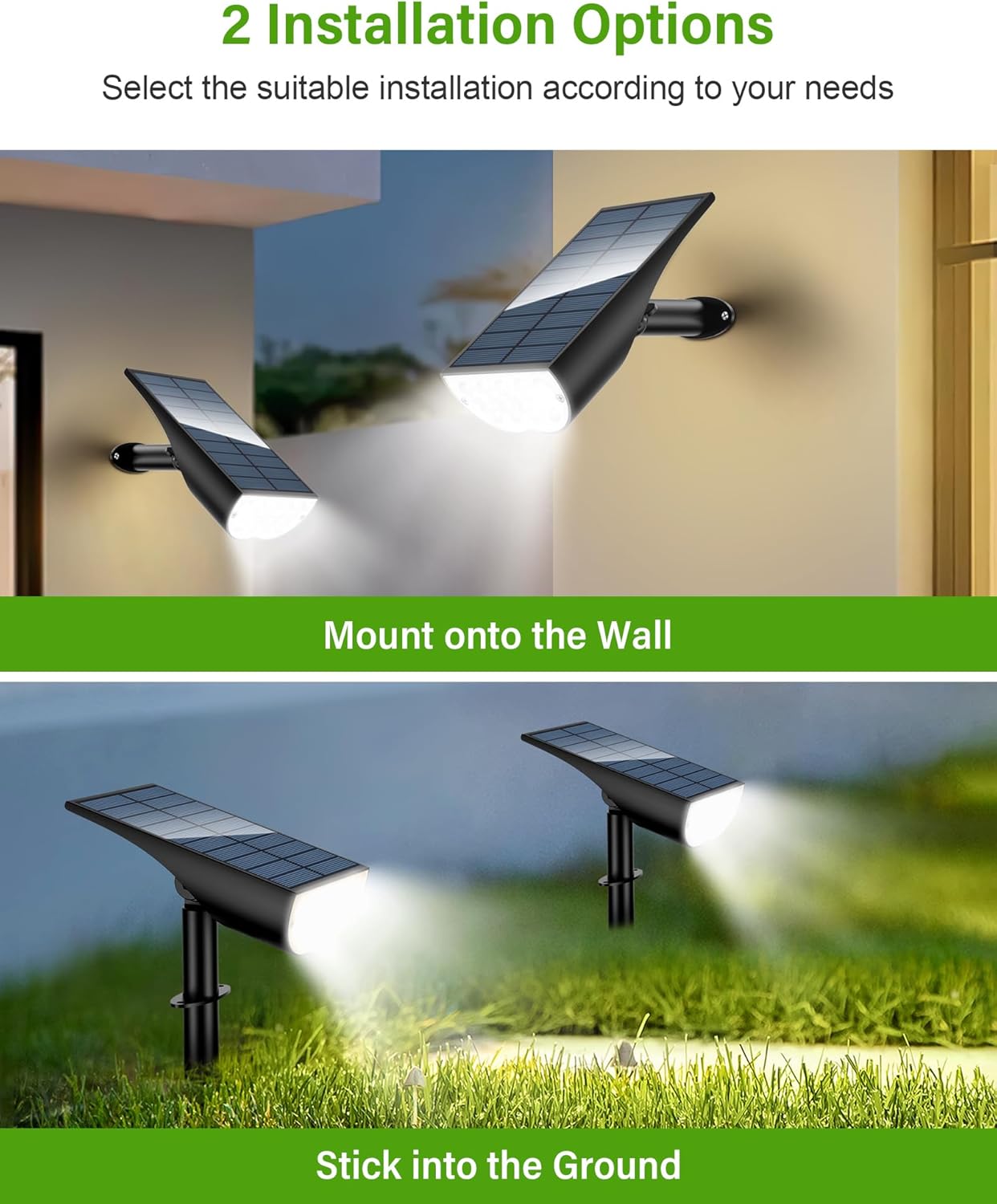 Solar Lights Outdoor Waterproof IP65, 3 Lighting Modes Solar Spot Lights Outdoor, Landscape Lighting for Garden Yard Pathway Decor, Outdoor Decor, Cool White 4 Pack