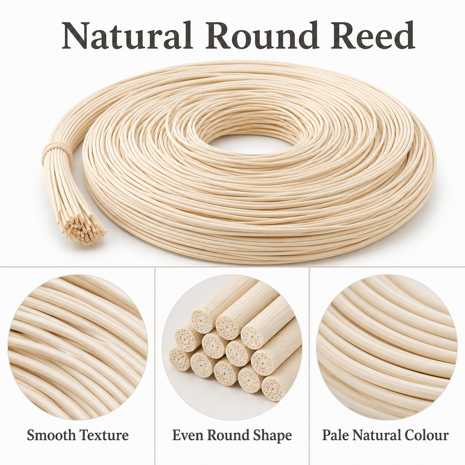 Canne Riparazione Intrecciare In Vimini,Fili Rotondi In Rattans Naturale