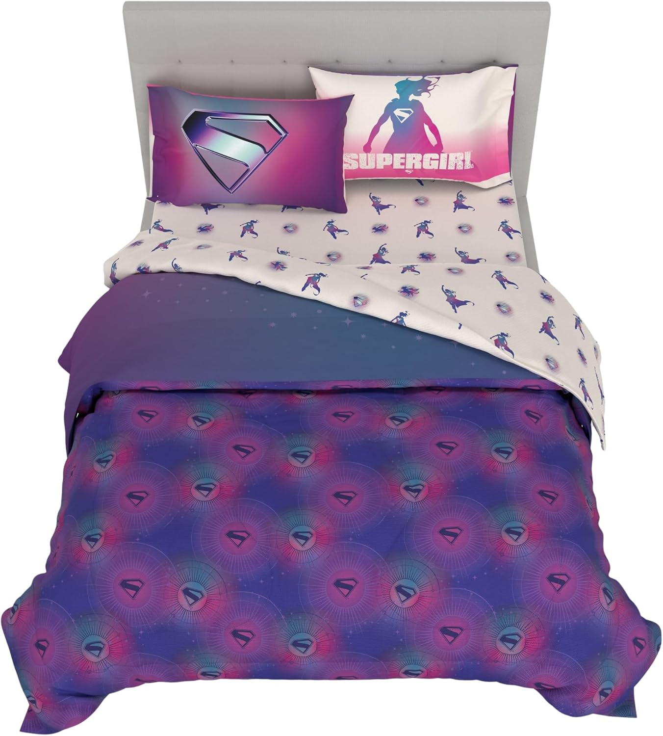 Supergirl Movie Bedding Set, Full Size, 5-Piece Super Soft Cozy Reversible Comforter & Sheet Set (Officially Licensed Product) by Franco