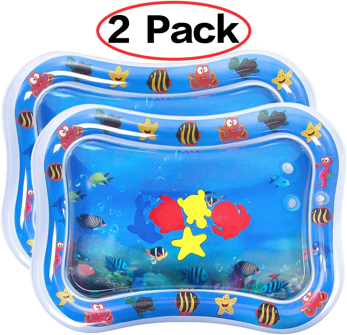 Dreampark 2 PCS Inflatable Tummy Time Premium Water Mat for Infants & Toddlers, Activity Center Your Baby's Stimulation Growth Baby Toys 6 to 12 Months 26”x20”
