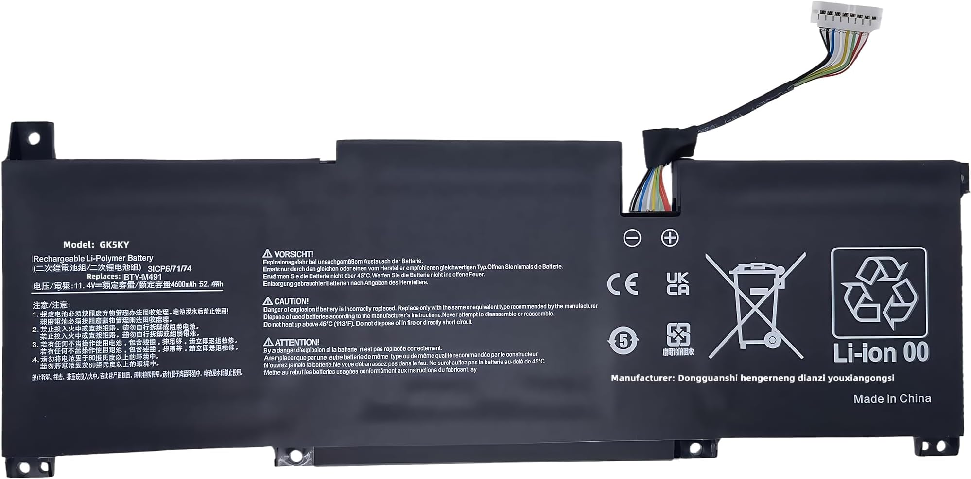 52.4Wh BTY-M491 Laptop Battery Replacement for MSI Modern 15 A10M A10M-028DE A10RAS A10RB A10RD A11M A11SB A4M A4MW Summit B15 A11M Stealth 15M High Performance