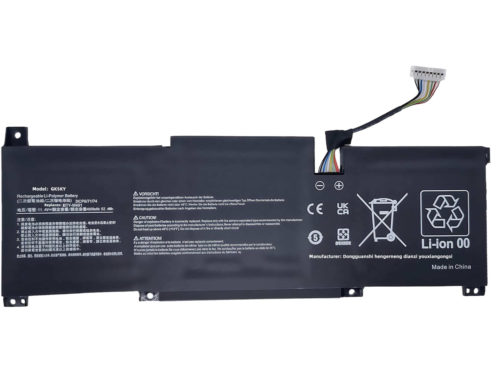 52.4Wh BTY-M491 Laptop Battery Replacement for MSI Modern 15 A10M A10M-028DE A10RAS A10RB A10RD A11M A11SB A4M A4MW Summit B15 A11M Stealth 15M High Performance