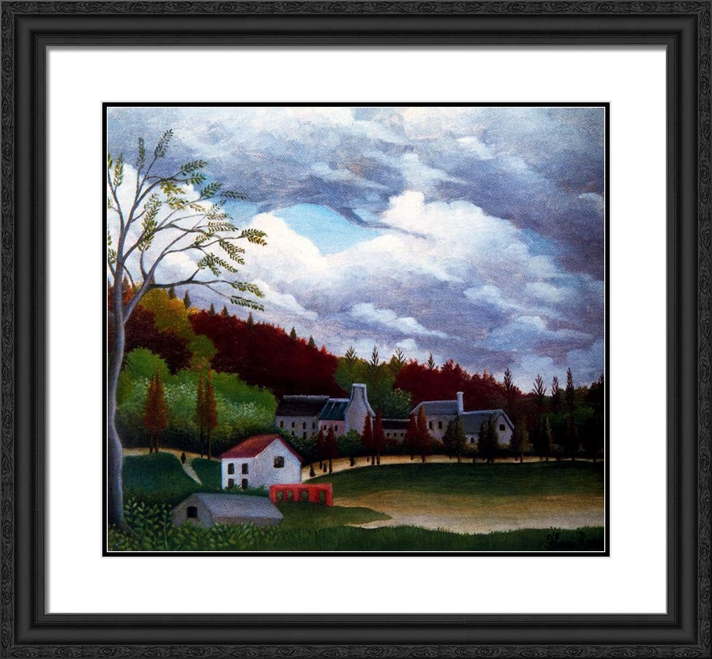 ArtDirect Rousseau, Henri 21x20 Gold Ornate Framed Art Print with Double Matting Titled: The Bievre at Gentilly
