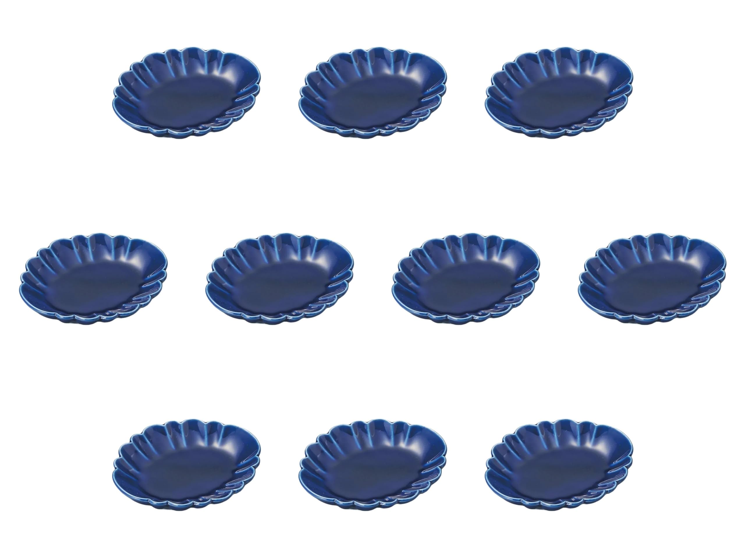 Set of 10 Navy Oval Linker Plates, 3.7 x 3.1 x 0.6 inches (9.4 x 8 x 1.6 cm) | Setomonohonpo