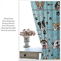 Vista 140 de Cortinas opacas con estampado de patas de perro, estampado de patas de perro y huesos, tratamiento de ventana, cortinas con aislamiento térmico