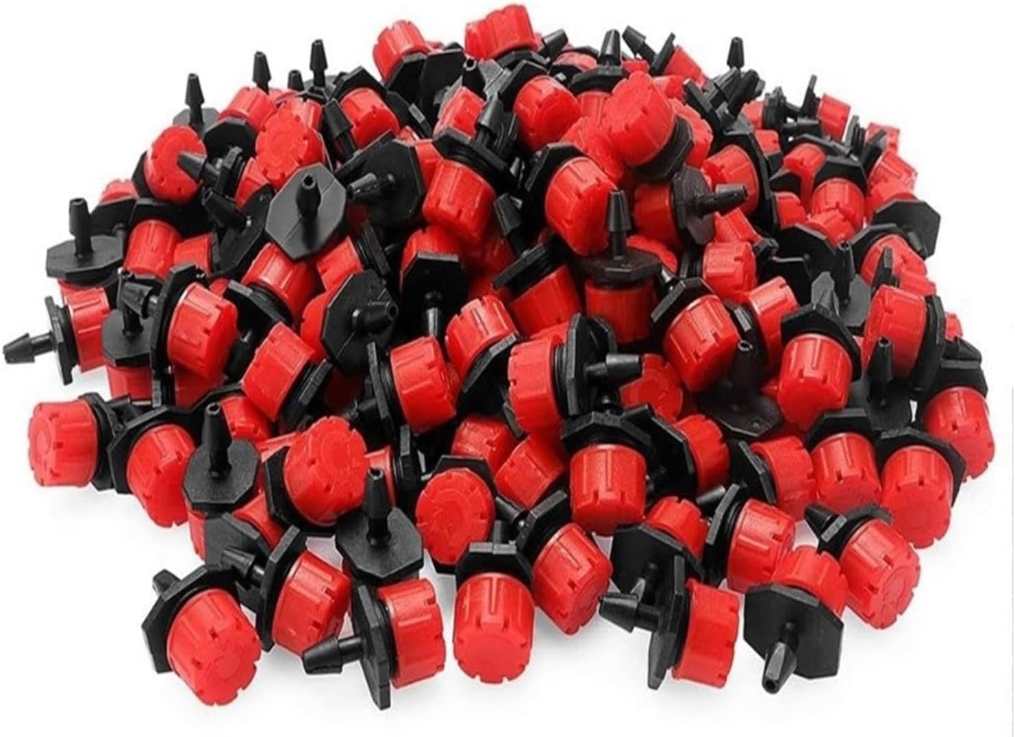 Adjustable Irrigation Drippers Drip Irrigation Nozzles 1/4 Inch, 100 Pieces 360 Degree Adjustable Drippers Sprinklers Emitters for Watering Sys