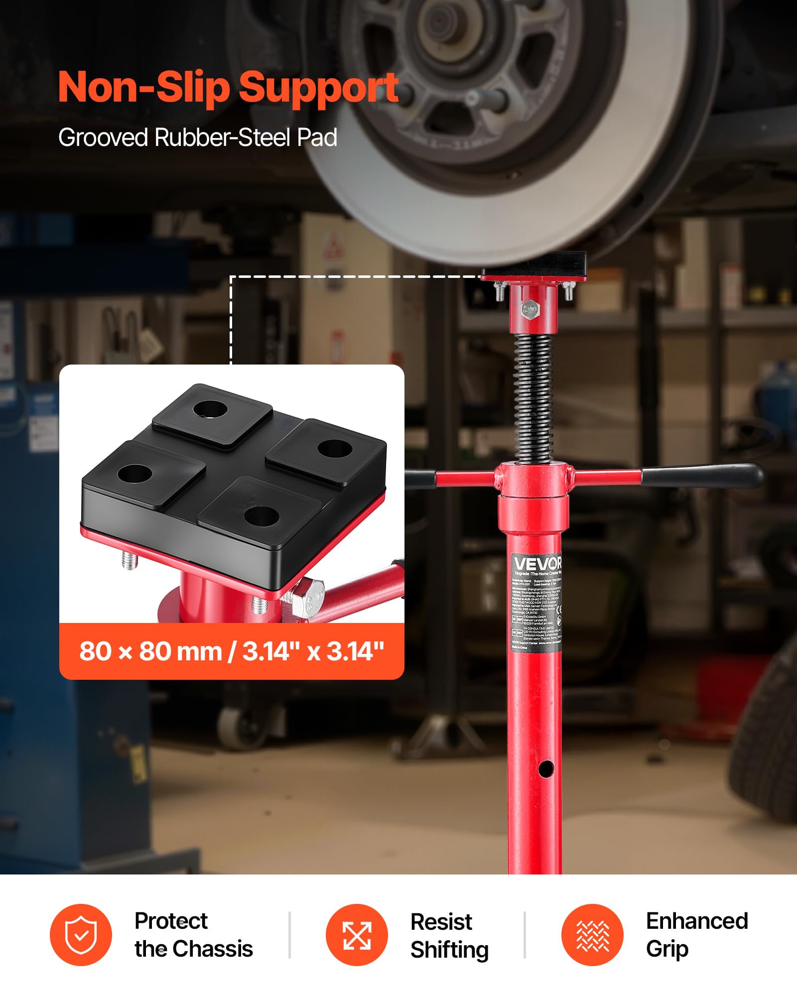 VEVOR Unterhub-Stützständer 2 t, Höhenverstellbarer (120-215 cm / 4-stufig) Wagenheberständer aus Kohlenstoffstahl, Dreibeinständer zur Unterstützung von Fahrzeugkomponenten Autoreparatur