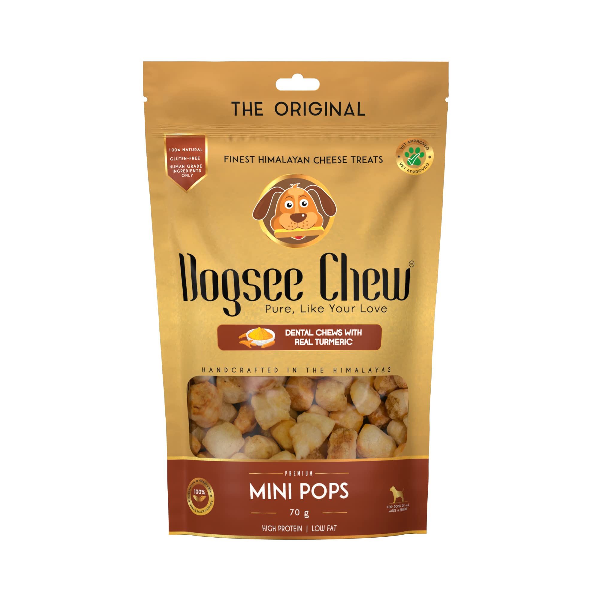 Dogsee Chew Mini Pops for Dogs and Puppies - Turmeric | Dental Treats | High Protein | Low Fat | Helps Fight Plaque & Tartar | Weight Management - 0.15 lb