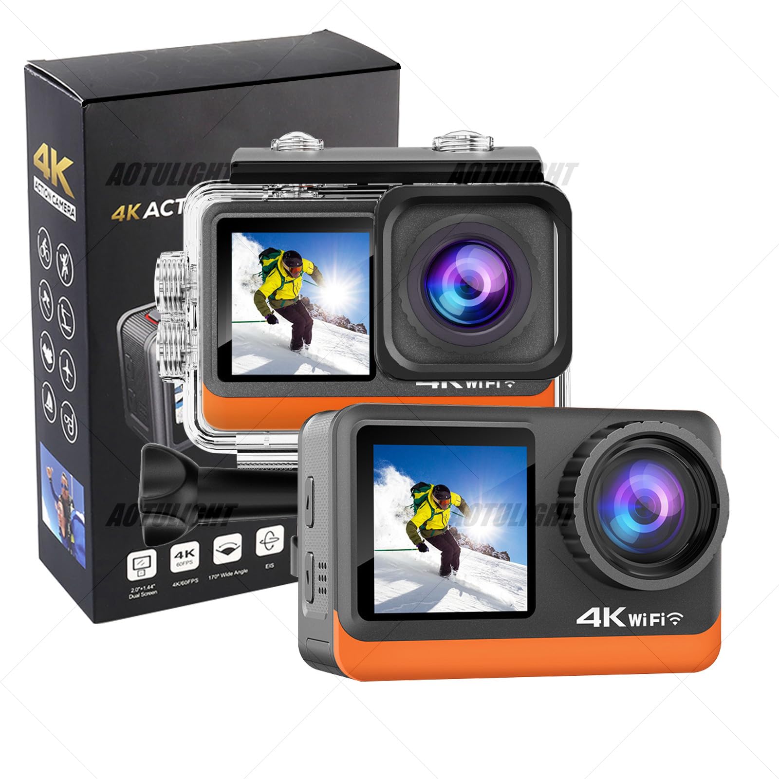 AOTULIGHT 8K 360 Action Camera with 64GB Card 4K Video Waterproof with Selfie Stick Effect - Ideal for Photography and Vlogging