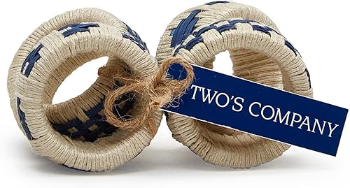 Miniatura 3 de Two's Company Juego de 4 servilleteros color marfil y azul marino - YutePlásticoBastón