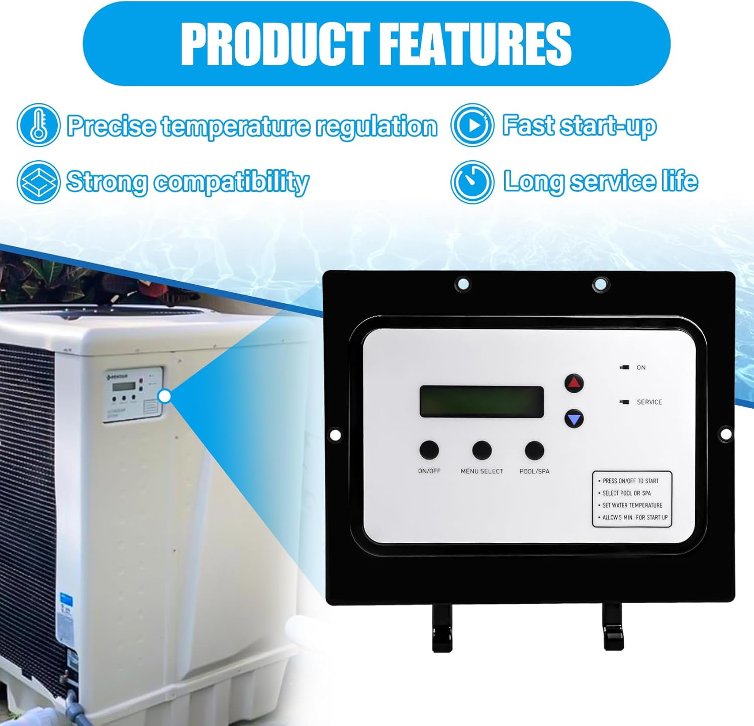 472734 Auto Heat Pump Control Board Assembly Compatible with pentair Heat Pumps UltraTemp, Thermaflo Titanium, ThermalFlo Pool and Spa Heat Pump, Heat Control Board Replace for 473711, 473425, 473693