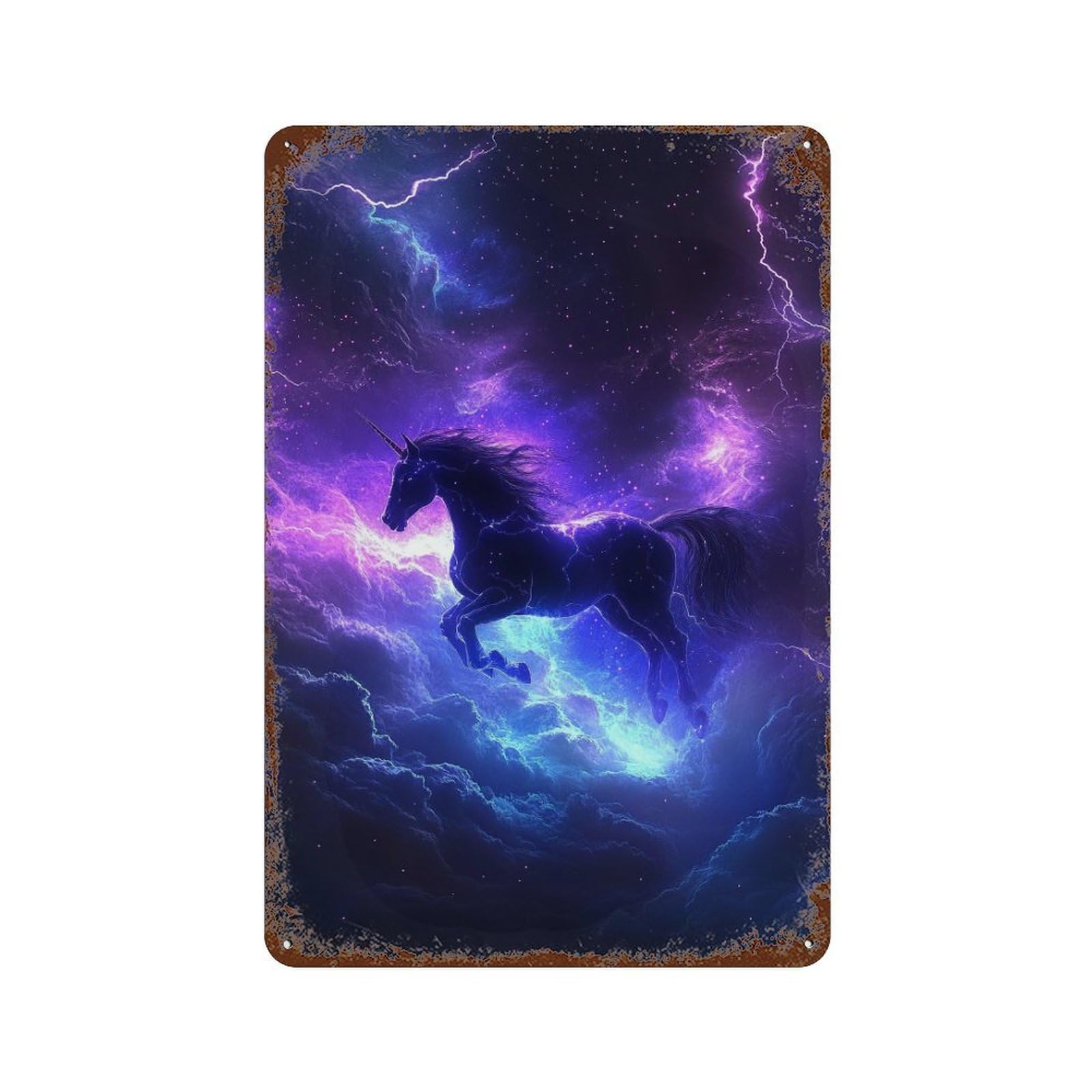 Galactic Unicorn Energy Decorative Tin Sign 11.8"x7.9", Vintage Wall Decor for Garage, Pub Or Kitchen