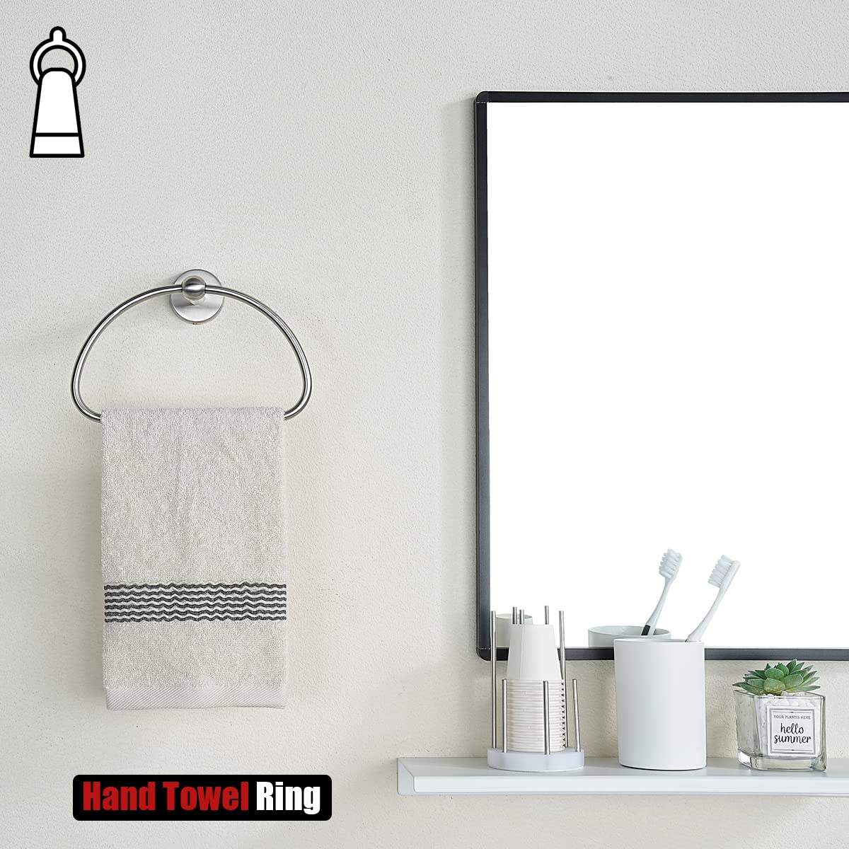 JQK Towel Ring, Stainless Steel Half Ring Towel Holder for Bathroom 7 Inch Brushed Finished Wall Mount, TR160-BN - Image 4
