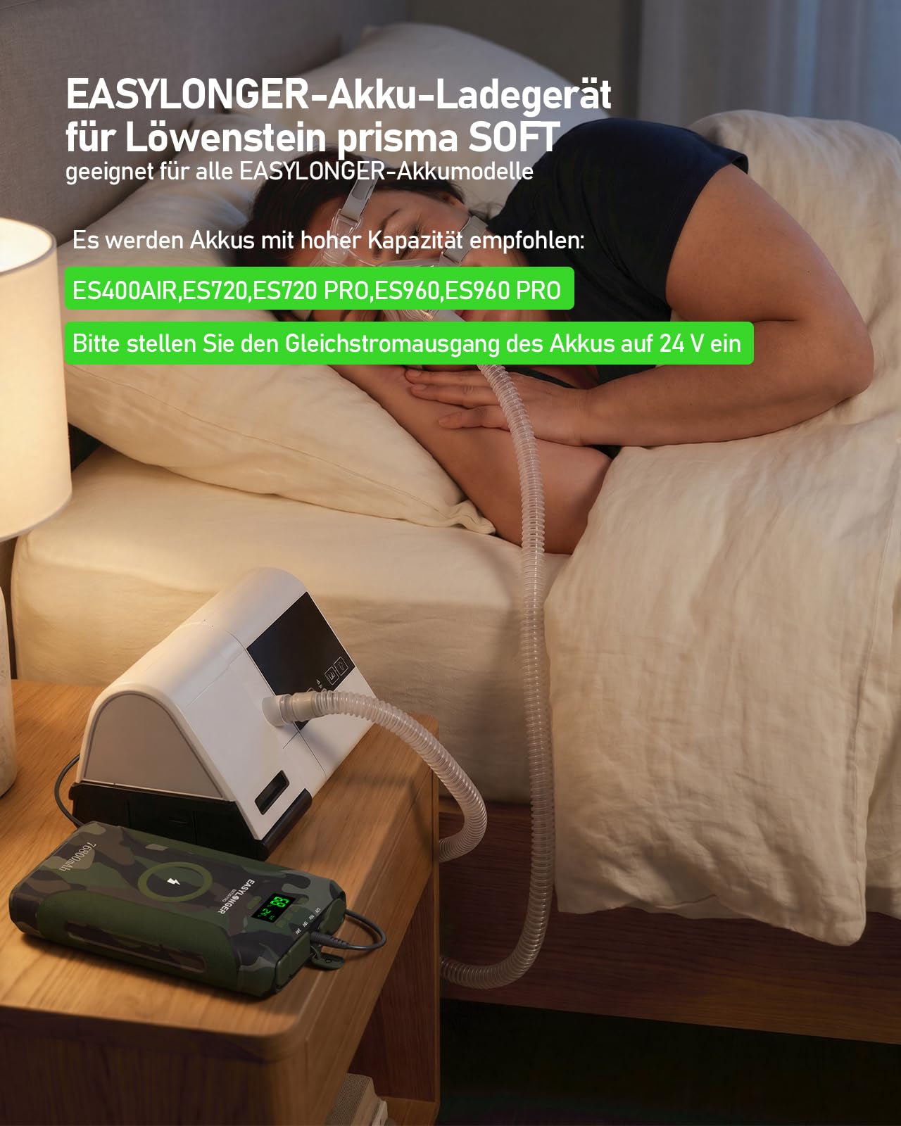 EASYLONGER Ladekabel kompatibel mit Löwenstein Prisma SMART/SOFT DC5521 Netzkabel für CPAP-Geräte CPAP-Kabel für EASYLONGER-Akku (3,28 ft / 100 cm)