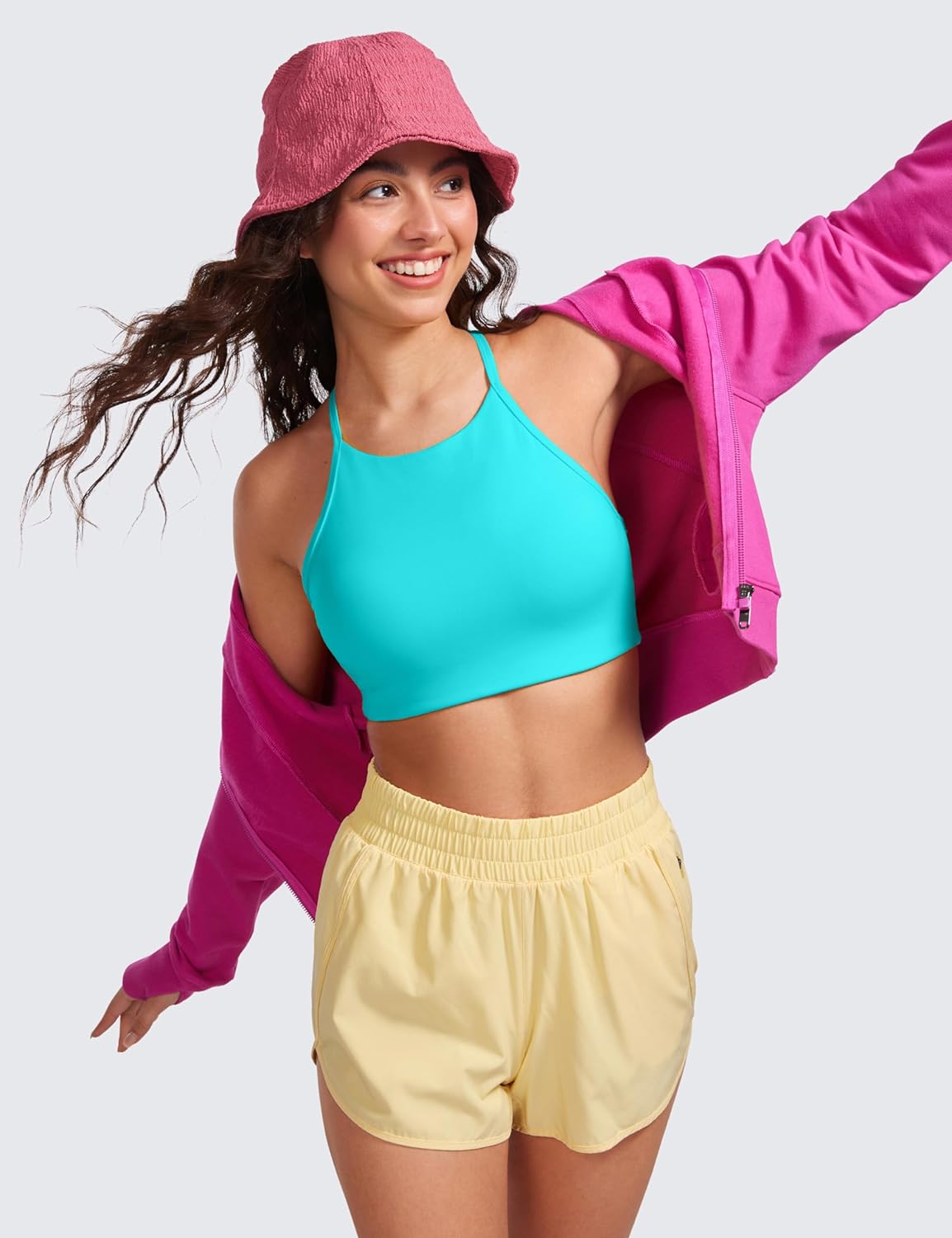 CRZ YOGA Butterluxe Womens High Neck Y Back Sports Bra - Padded Halter Racerback Spaghetti Thin Strap Workout Gym Top - Image 3