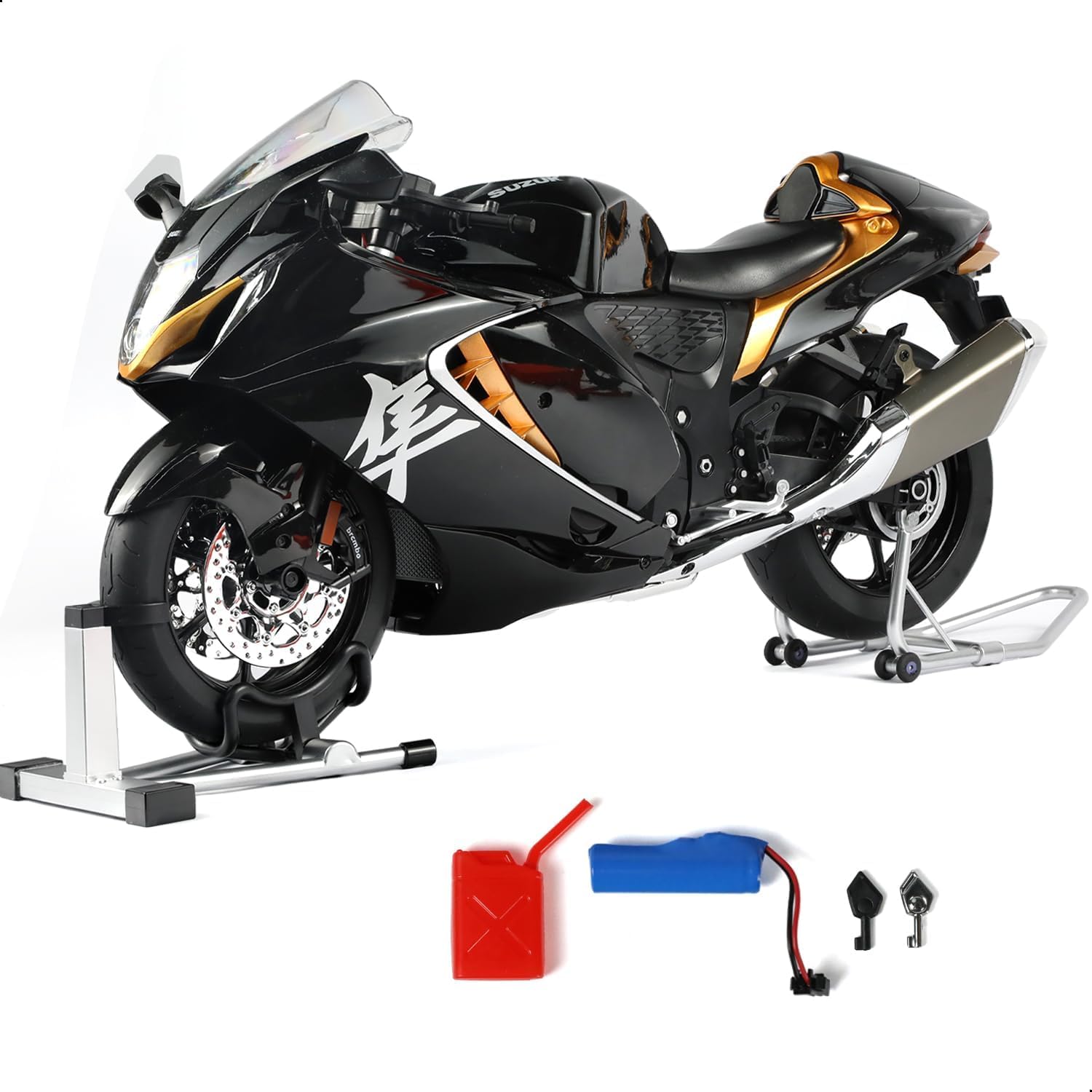 KENIRY 1:6 Scale Motorcycle Model Toy for Suzu ki Hayabusa Metal Die-cast with Plastic Motorcycle Model No Assembly Required Finished Moto Gift for Adult (Black)-image-20