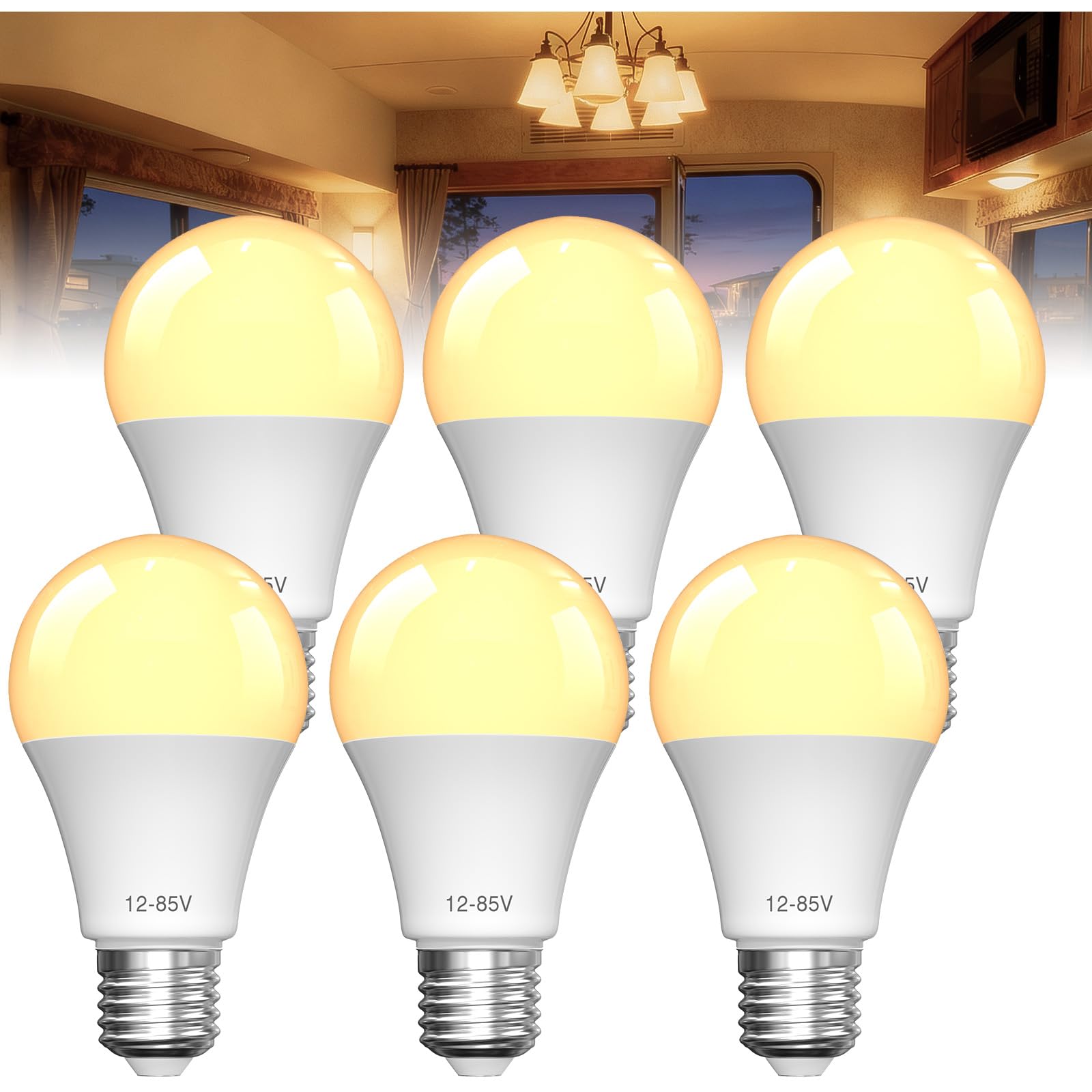 BrightArk 7W E27 12V-85V Led Low Voltage Light Bulb, Warm White 3000K, 60W Equivalent E27 Edison Screw Base Light Bulb, Ideal for Off-Grid Solar Battery Systems, RVs, Marine Lighting