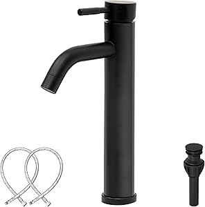 WELLFOR Matte Black Single Hole 1-handle Low-arc Residential Handle Bathroom Sink Faucet With Deck Plate And Supply Line - View #7