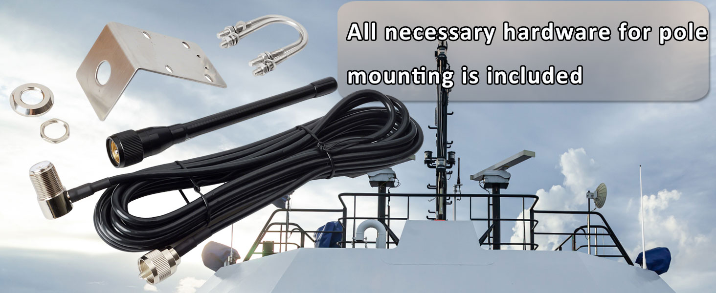 Antenne Marine VHF Profil Bas 156-163MHz Avec Connecteur PL259 - Neuve