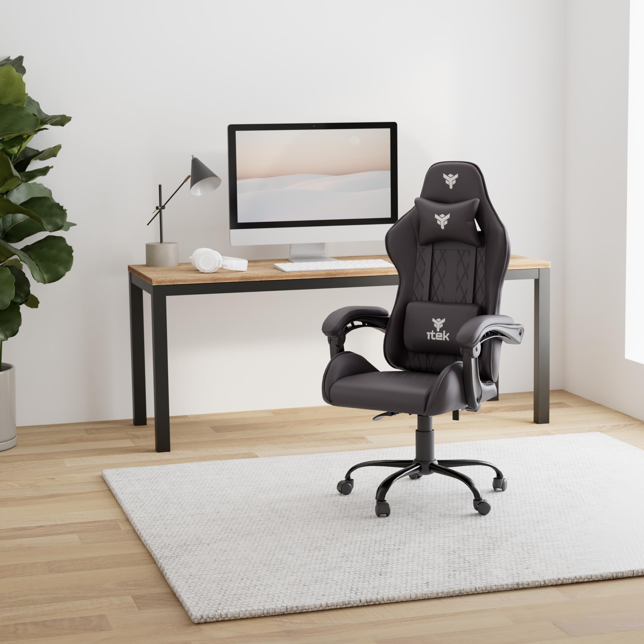 Itek Gaming Chair Rhombus PF10, Cloruro de polivinilo, Negro, Normale