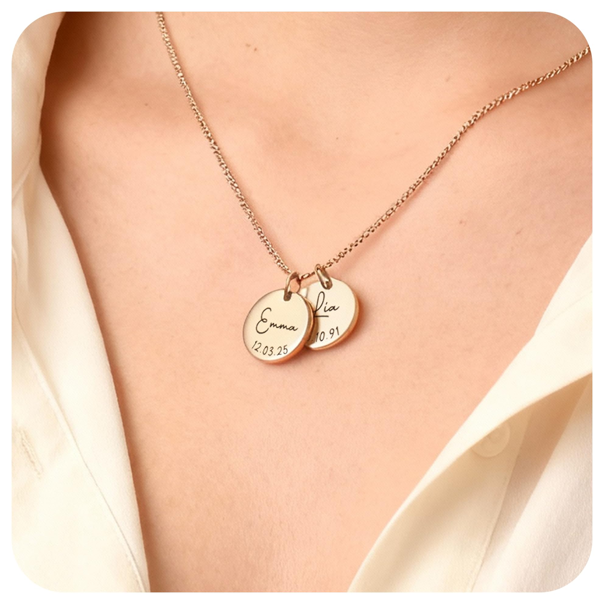 The Magical touch Personalisierte Kette mit Gravur – Namenskette Damen für Mama mit Kindernamen, Familienkette, Buchstabenkette | Halskette mit Namen aus Edelstahl – Gold, Silber, Roségold