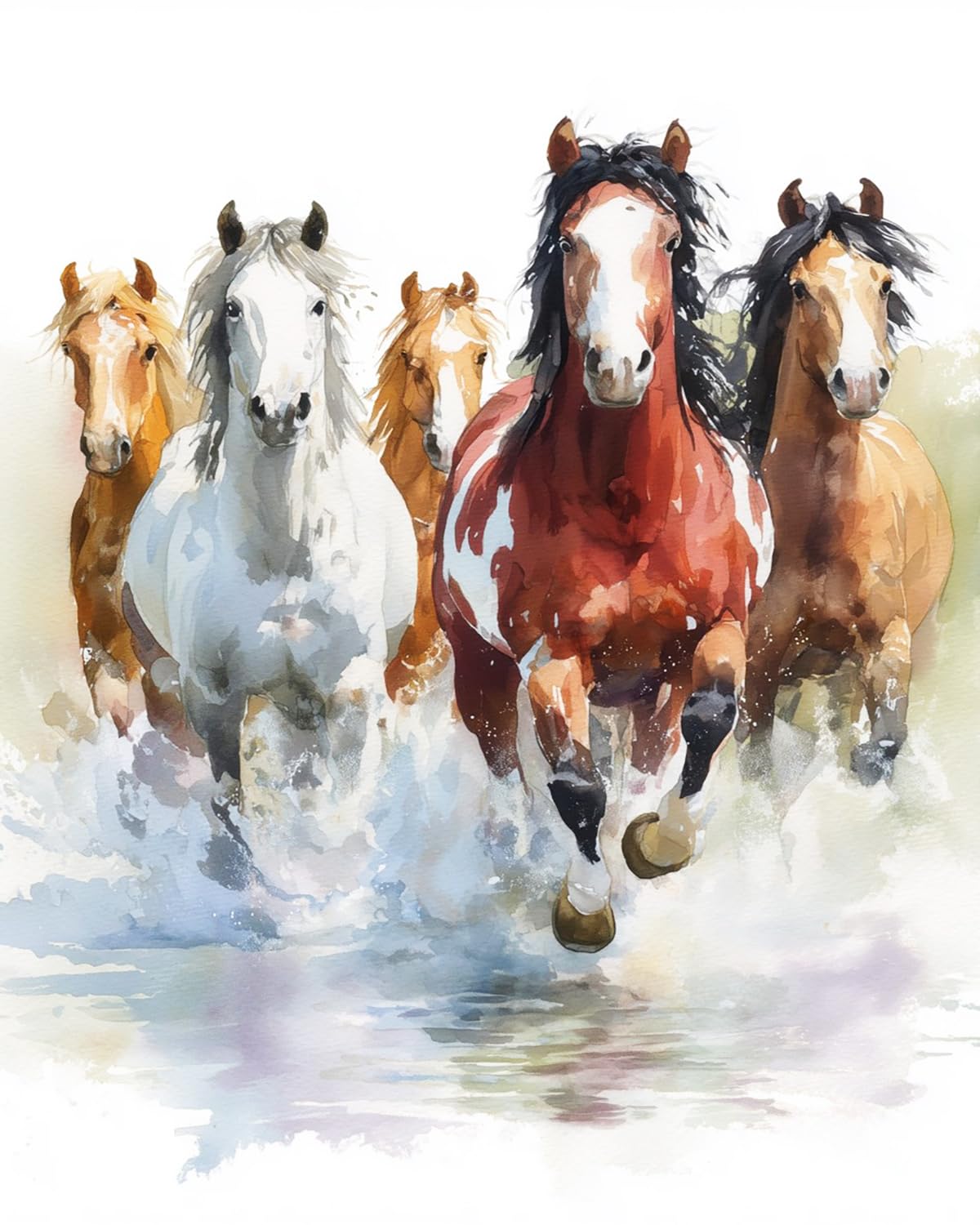 LIUBAISHI Paint by Numbers Kit for Adults – Large 16x20 | Wall Art Painting for Living Room, Stress Relief Craft, Hobby Gift Set with Paints and 3 Brushes-Galloping Horses