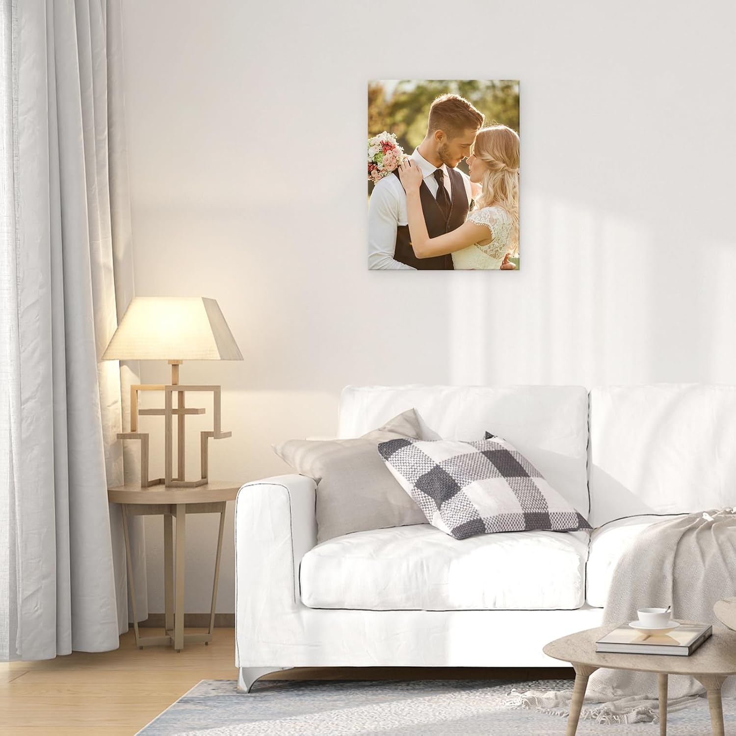 Jiuqinghua Personalized Photo to Canvas Print - Canvas Prints With Your Photos on Custom Wall Art for Bedroom, Living Room, Wedding Baby Pet Family Picture Framed Wall Art 16" Lx20 W