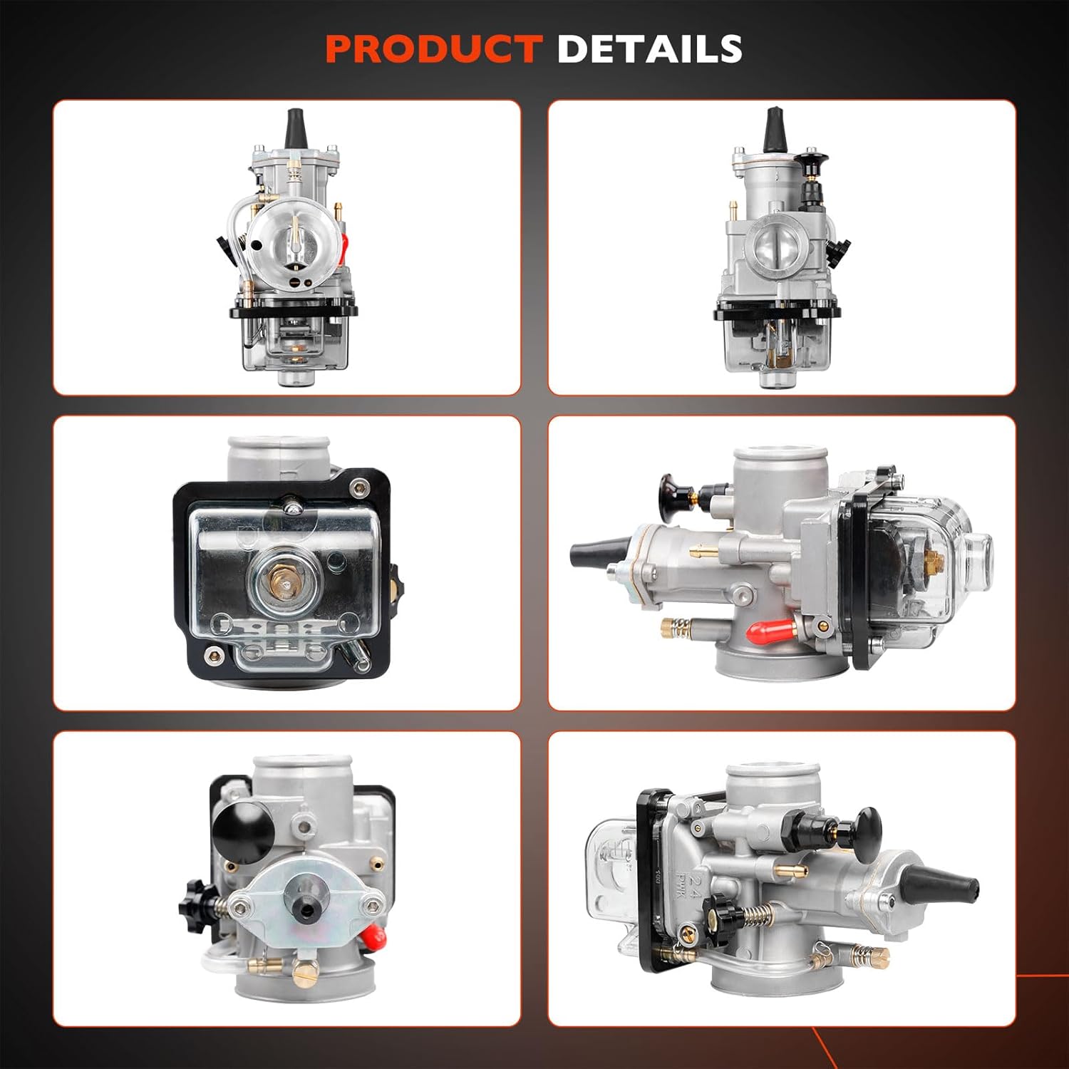 PWK 24mm Carburetor Throttle Assembly with Jet Kit | Fits Predator 212cc/196cc/200cc/224cc 6.5HP Engines, Coleman CT200U/BT200X/CT200U-EX Mini Bikes, Baja Warrior, MB200, KT196 Go Karts (Black)