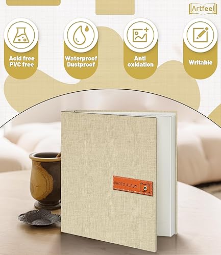 Miniatura 4 de Artfeel Álbum de fotos autoadhesivo para álbumes de recortes, libro de fotos para fotos de 4 x 6, 5 x 7, 8 x 10, álbum de cubierta de lino para