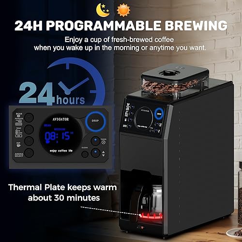 Miniatura 4 de Cafetera helada, cafetera caliente y fría con autolimpieza, cafetera de una sola porción para café molido, 4-5 tazas de café helado para el hogar,