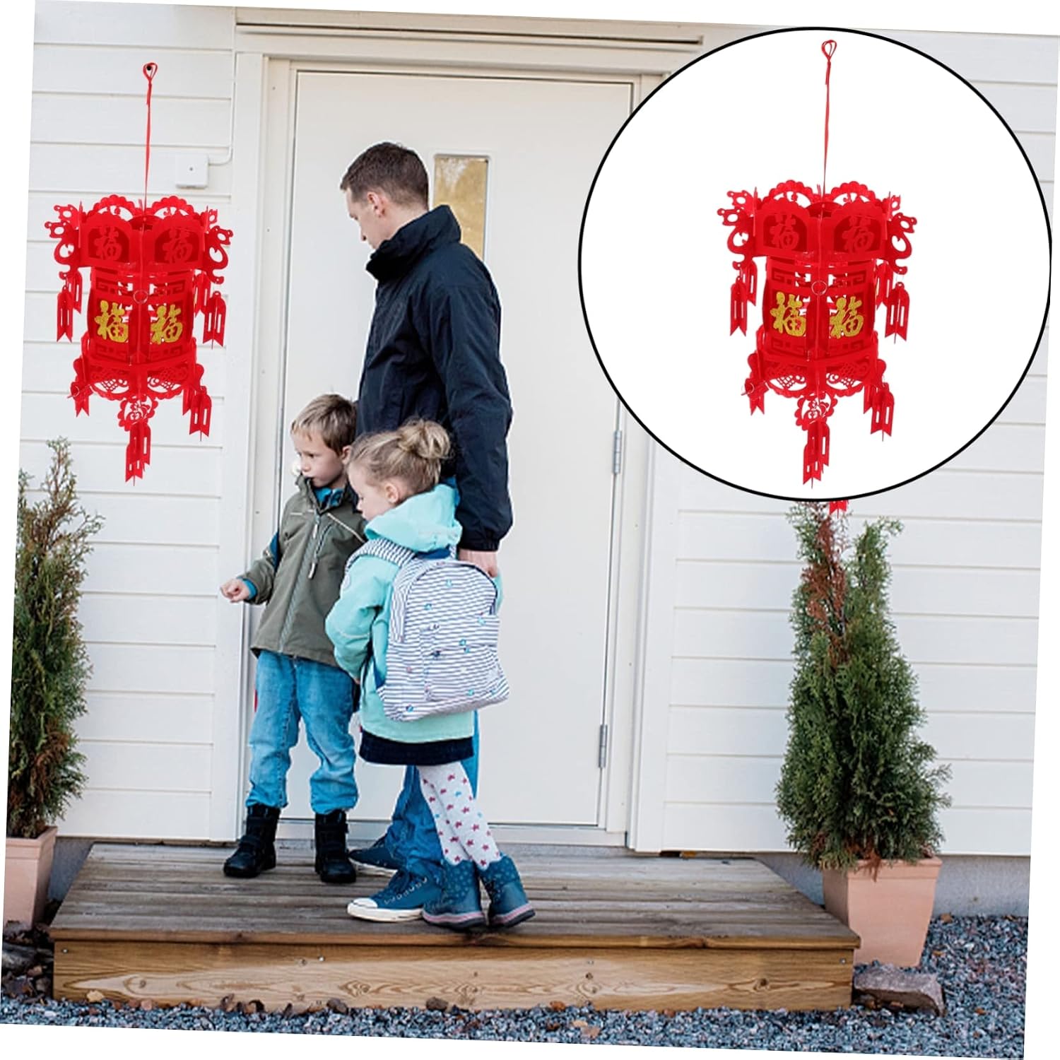 OSALADI 6pcs Nonwovens Lantern for Spring Festival Year Rabbit Decoration Year Pendant Design for Parties and Celebrations