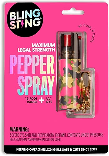 Miniatura 2 de BLINGSTING Pepper Spray Maximum OC Strength Self Defense Spray for Women, 12 ft Spray Range & UV Dye - Camo