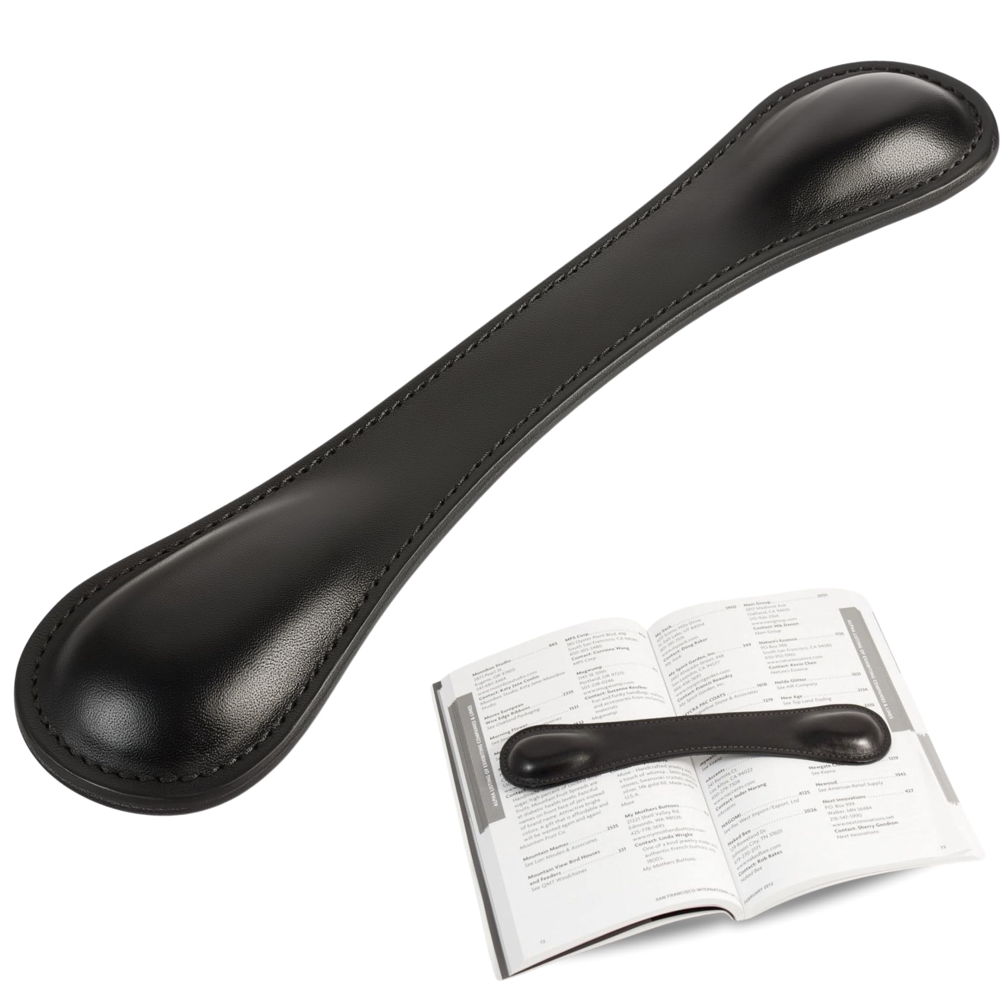 Bey-Berk Black Leather Book Weight (Black), 8.5" x 1.75", Genuine Leather Page Paperweight