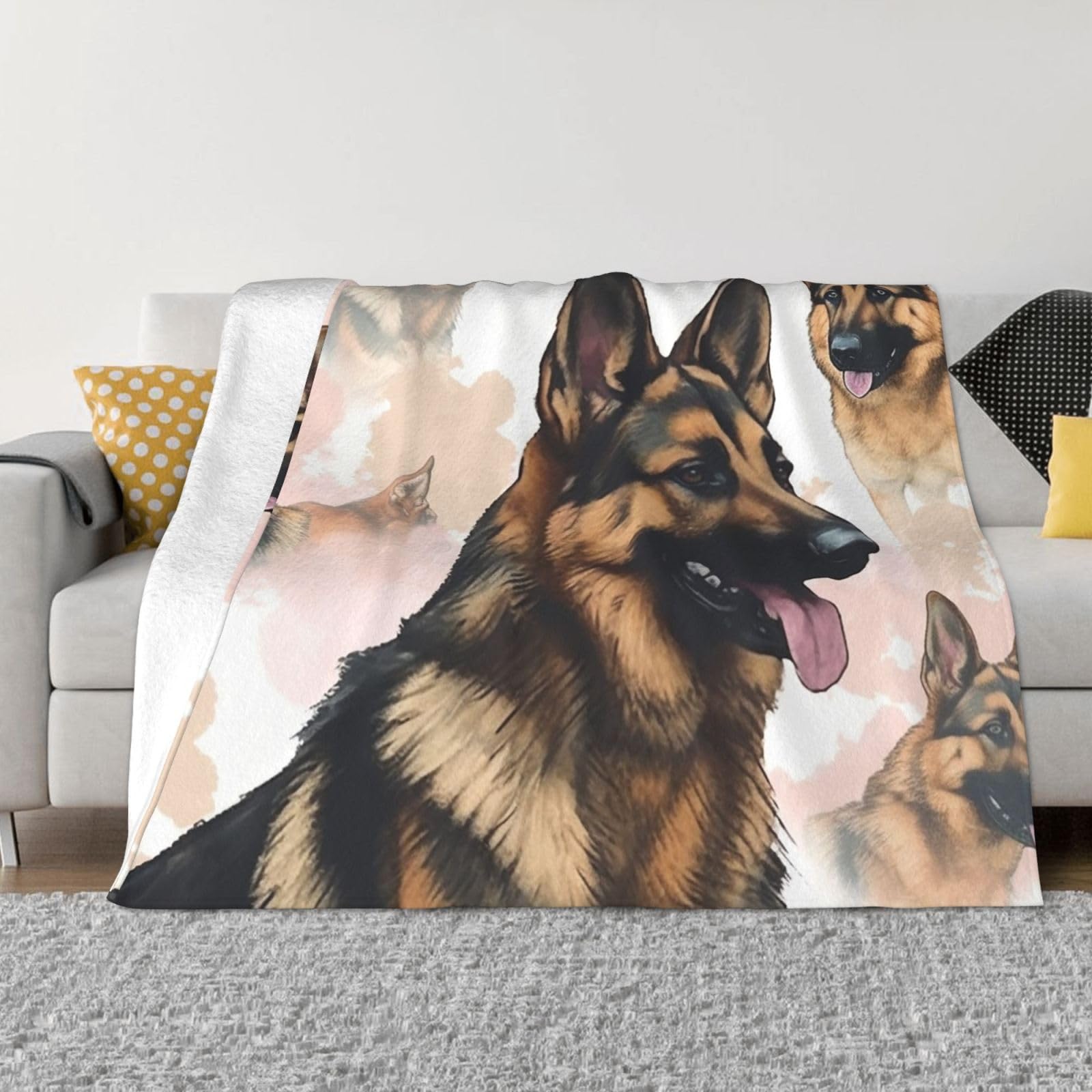 FodPand German Shepherd Dog Lovers Fleece Blanket 40"x30" Lightweight Warm Throw Blanket for Bed Couch Cozy Air Conditioning Quilt All Seasons Decorative Fuzzy Blankets Gifts for Women Men