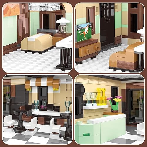 Miniatura 3 de Mini juegos de construcción de restaurante urbano con LED, bloque de construcción de juguete de aprendizaje STEM para adultos, adolescentes, niños y