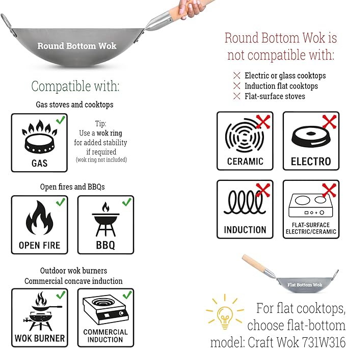 Craft Wok Wok de Acero al Carbono 14 pulgadas Martillado a Mano miniatura 2