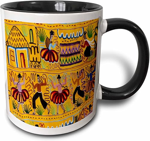 Miniatura 18 de 3dRose Ecuador Quito Otavalo Artesanía Mercado Bordado Textil Manta Textil Taza de Dos Tonos, 11 oz, Azul