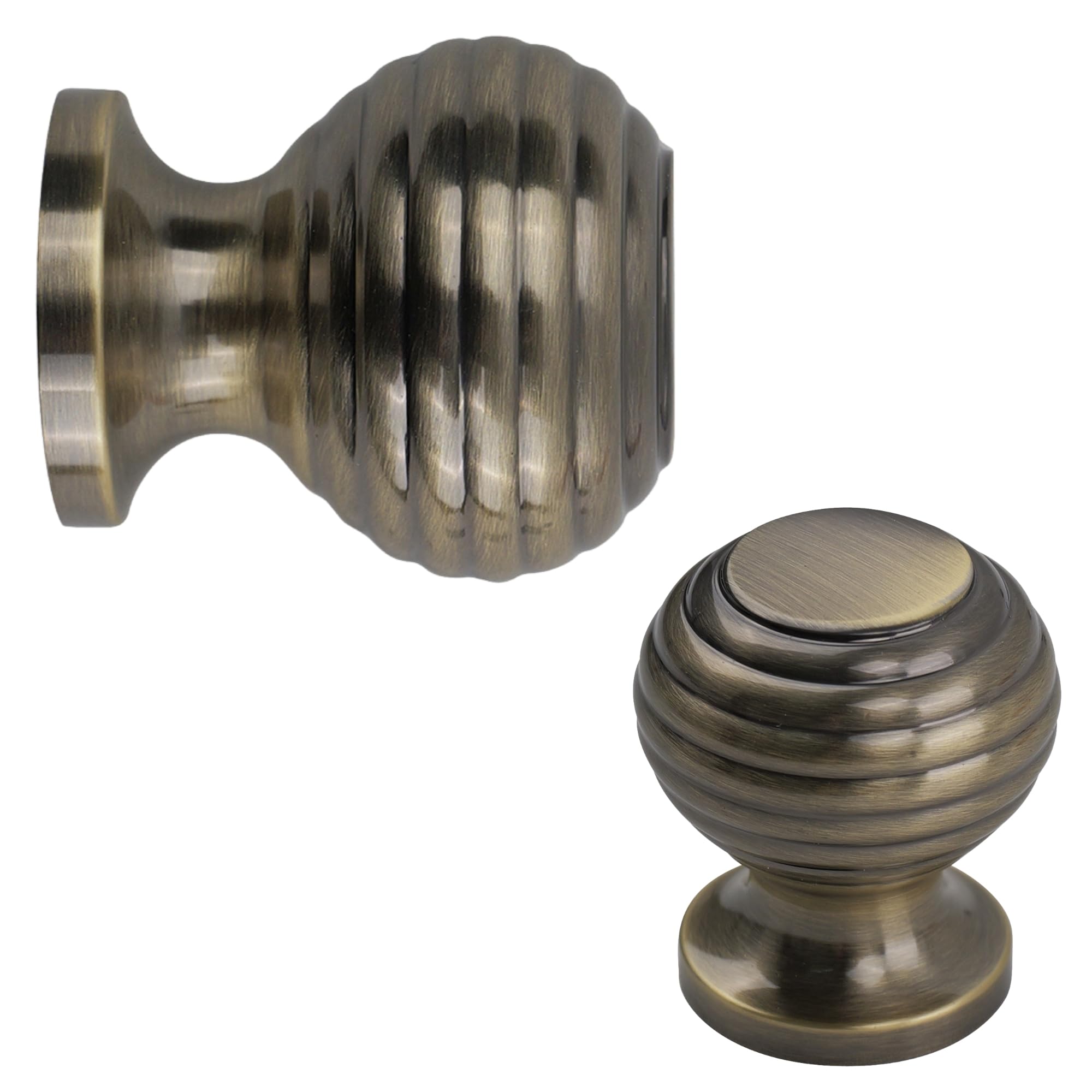 Keypak Antique Brass 10 Pack Beehive Cabinet Door Knobs - Vintage Furniture Handles For Cupboards, Drawers & Doors