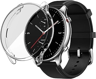 جراب حماية من البولي يوريثين الحراري بتصميم رفيع ويشمل شاشة الساعة بالكامل دلع موبايلك يتميز بنعومته ومقاومته للحرارة كما أنه ممتص للصدمات متوافق مع ساعة امازفيت جي تي ار 2 وجي 2e شفاف لساعات ذكية