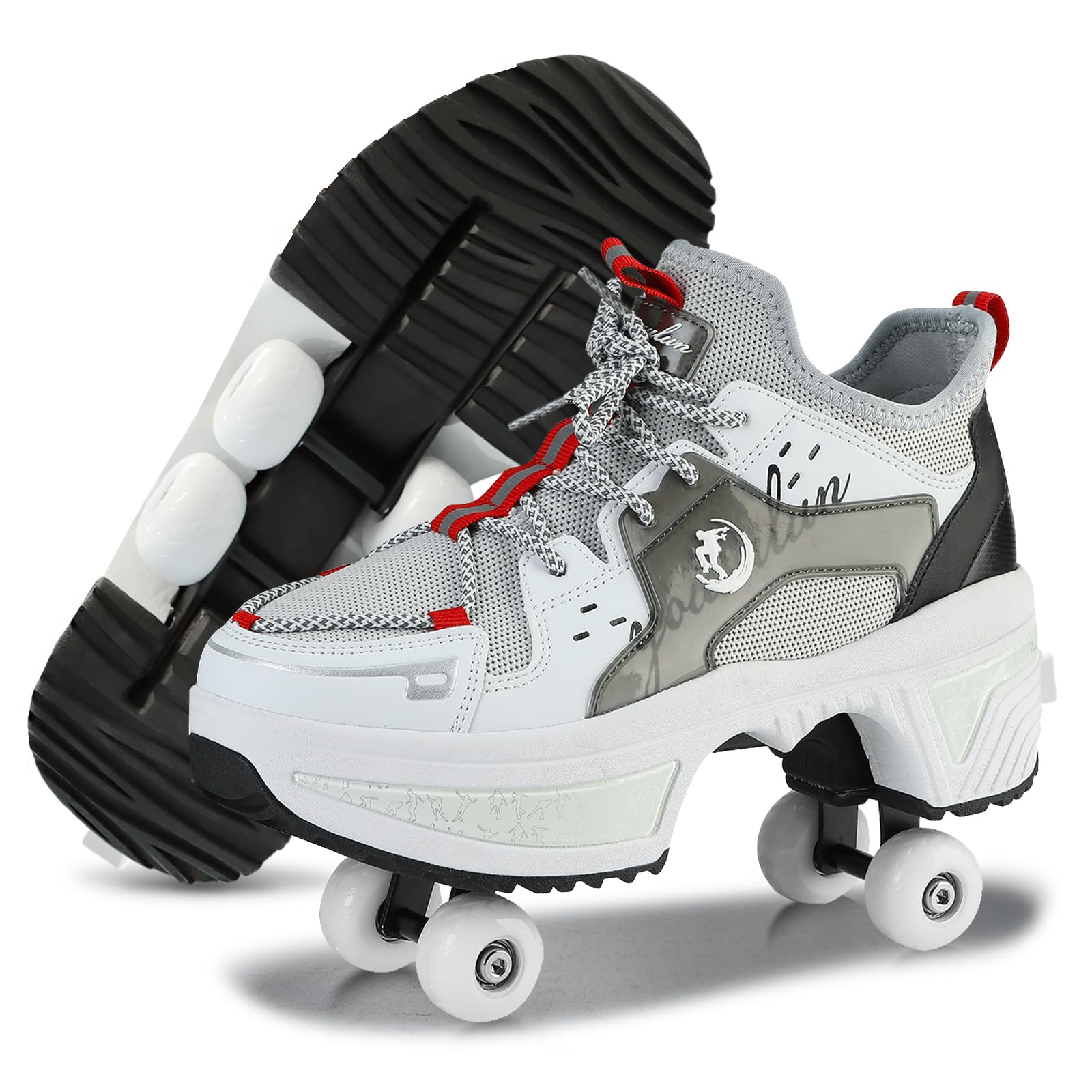 Roller Skate Shoes for Women Kids Roller Shoes Boy Girl Sneakers with Retractable Wheels Breathable Roller Skates Shoes for Christmas Birthday