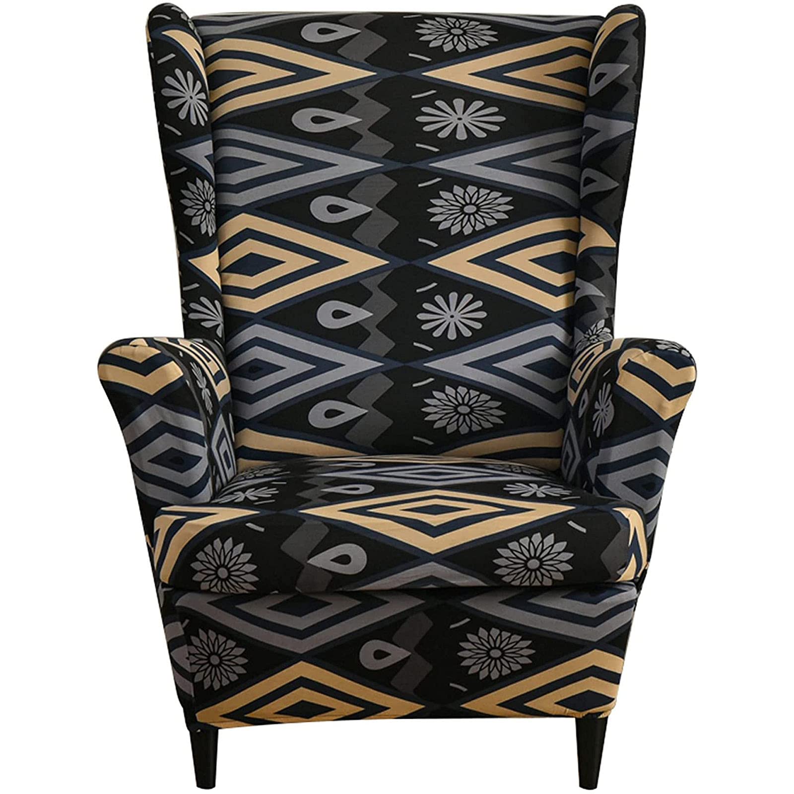 Jhld J Hld 2 Piece Stretch Wing Chair Slipcover, Wingback Chair Cover Printed Spandex Armchair Chair Slipcovers Soft Elastic Wingback Chair Slipcover For Living Room Kids-Wing Chair
