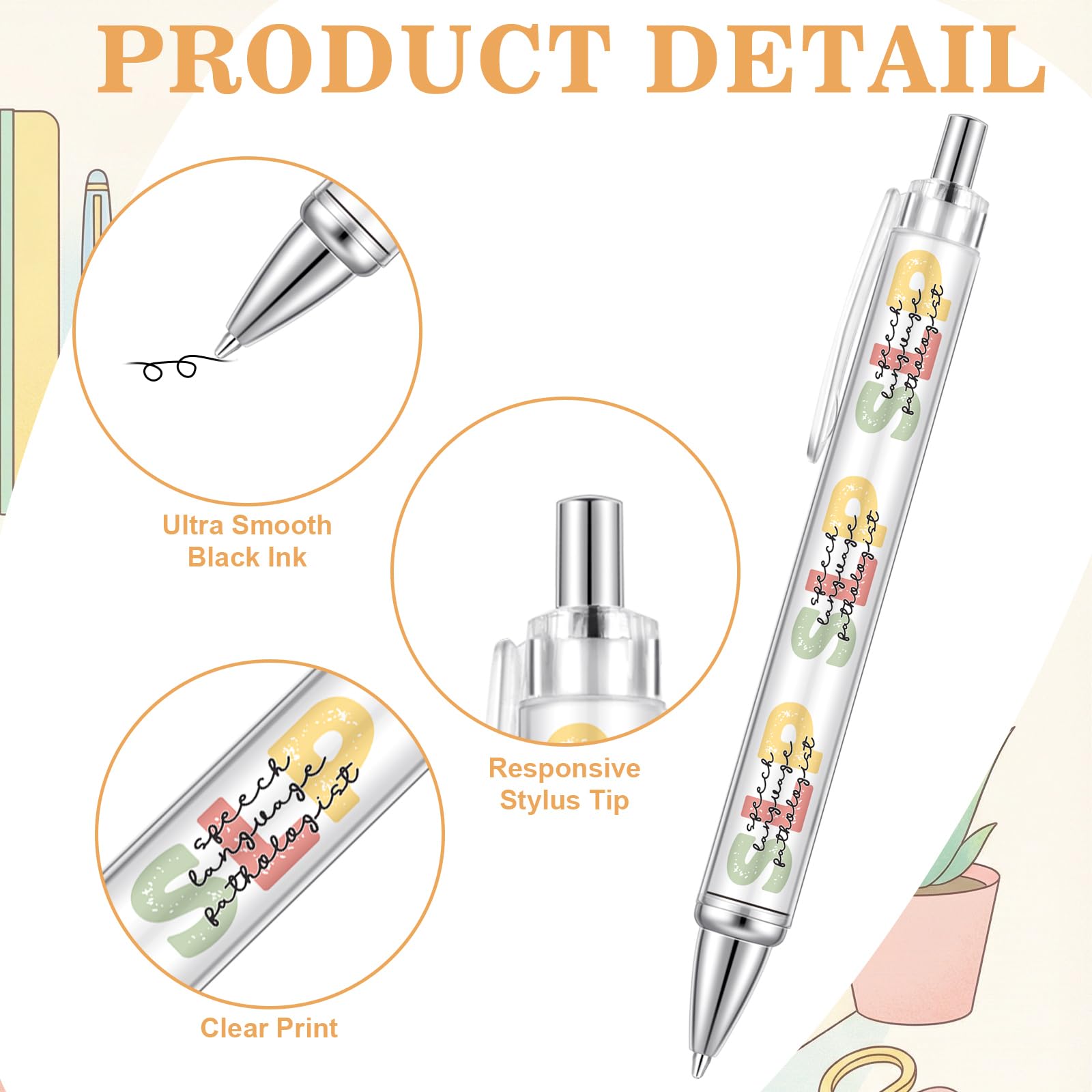 Motipuns 12 Pcs Speech Language Pathologist Gifts SLP Ballpoint Pens Speech Therapist Appreciation Gift SLP Birthday Party Favors Thank You Bulk Pens for Women Medical Staff Office Holiday Supplies