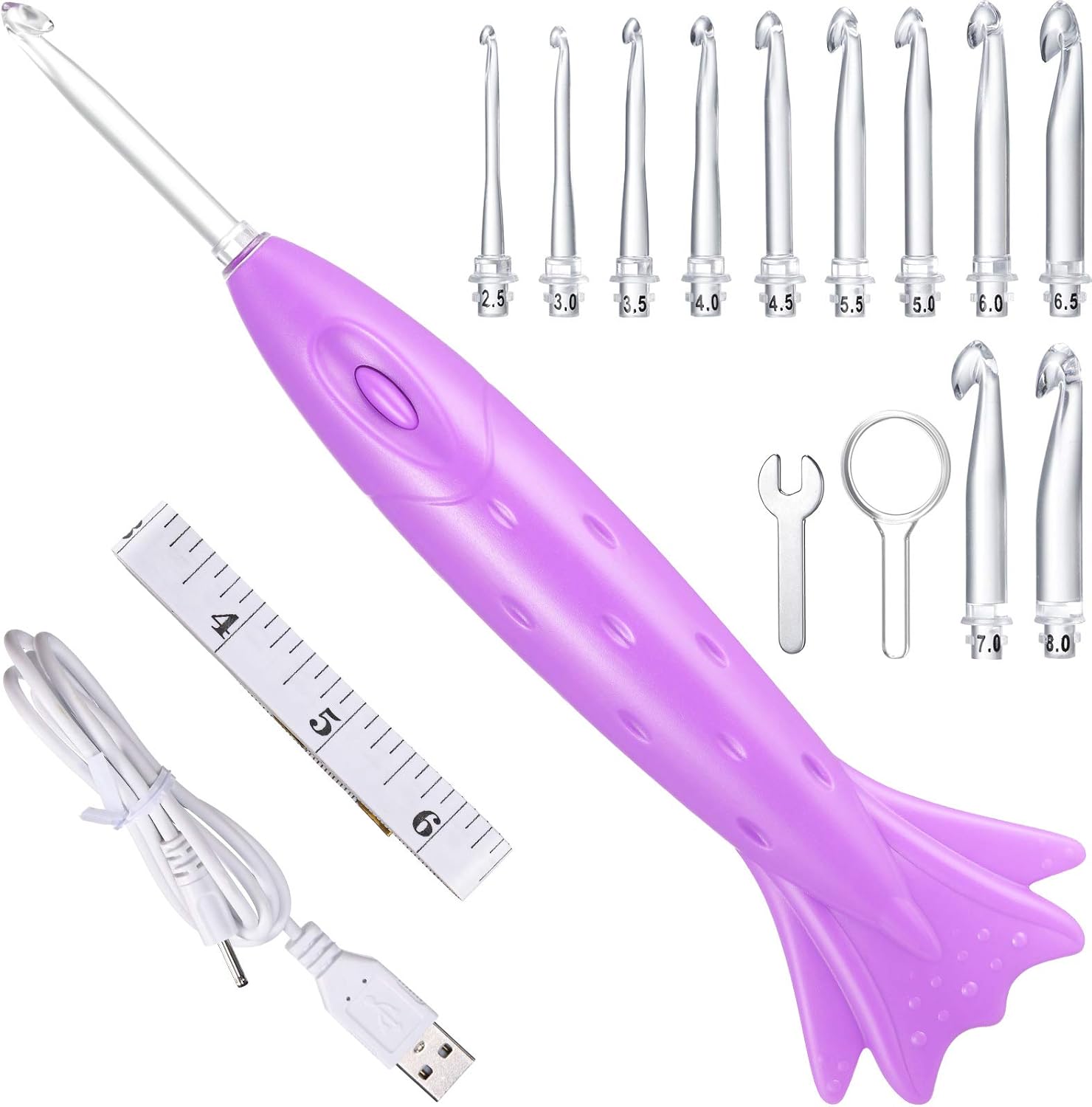 11 Sizes Lighted Crochet Hooks Set, Rechargeable Crochet