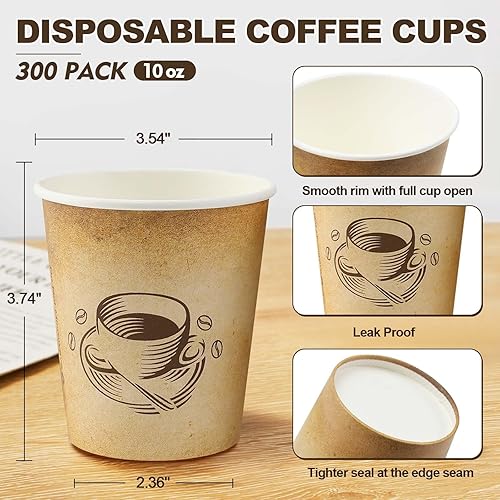 Miniatura 2 de Clawsoff Paquete de 200 tazas de café de 10 onzas, tazas de papel desechables para bebidas calientesfrías, para oficina, hogar, tienda, evento