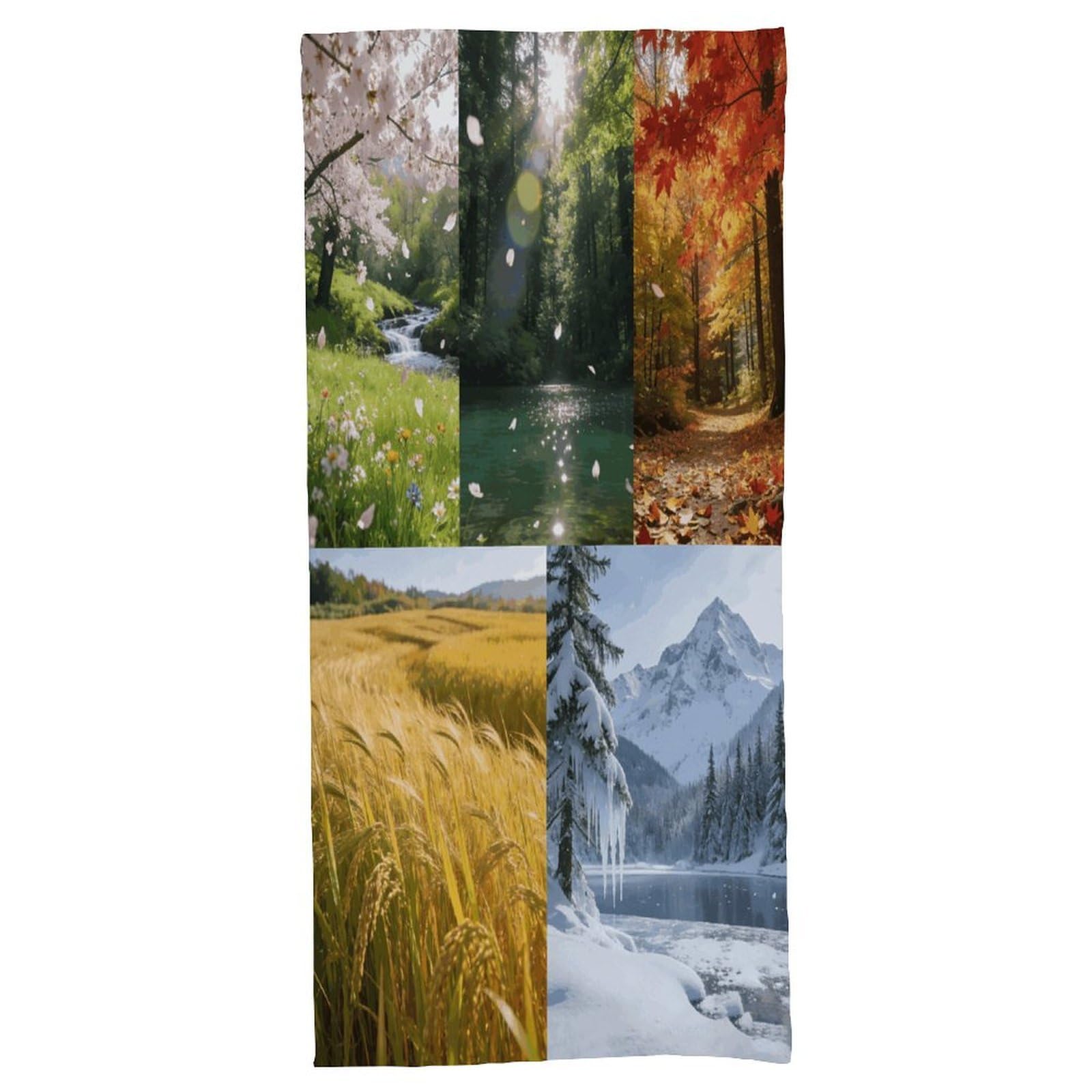 Fodpand Style Scenery Of The Four Seasons Bath Towel, Highly Absorbent & Quick Drying Beach Towel, Compact & Lightweight Pool Towel For Bathroom, Beach, Pool, Gym, Spa, And Hotel Use