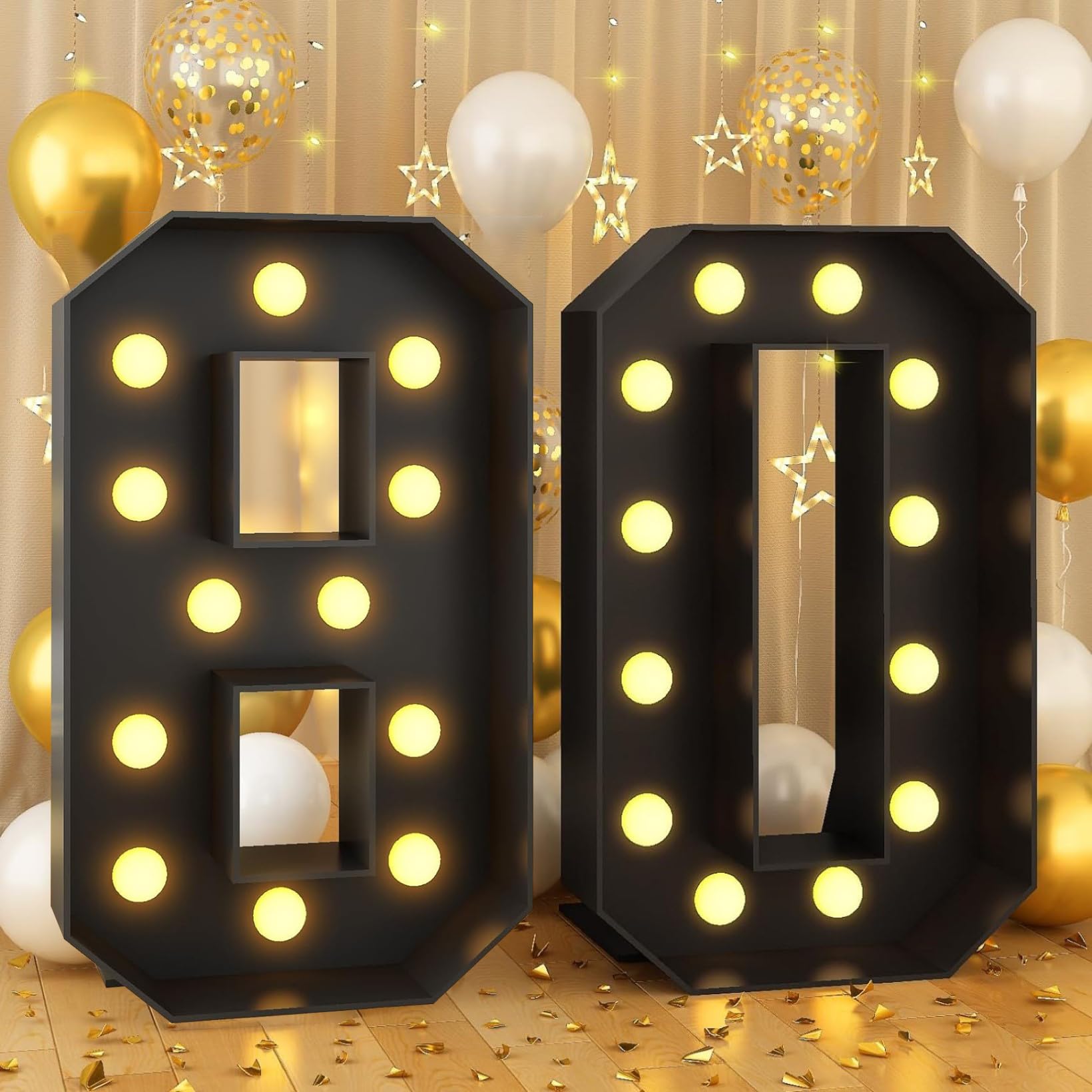 70CM/2.3FT Black Frame Light Up Number 80, Marquee Light Up Numbers, Mosaic Giant Marquee LED Light, Anniversary Party Decorations, Birthday Wedding DIY Decor